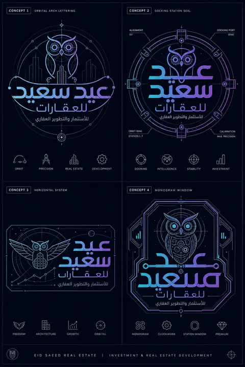 single presentation sheet showing 4 radically different Arabic logo concepts for - AI生成图片 2