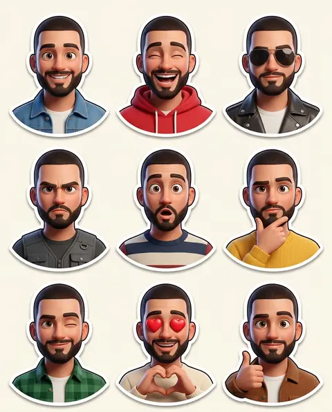 Create a premium Pixar-style 3D character sticker set that is clearly recognizab - AI生成图片 2