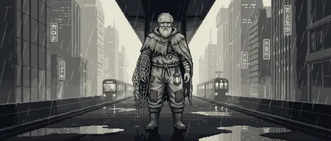 Full-body cinematic portrait of an elderly fisherman standing alone on a rain-sl - AI生成图片 2