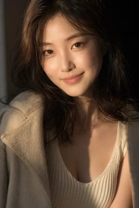 Hyper-realistic editorial beauty portrait of a young East Asian woman, intimate - AI生成图片 2
