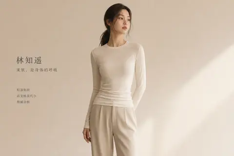 9:16 竖版高端极简时尚产品海报，clean luxury editorial aesthetic。柔和摄影棚自然日光均匀洒落，暖调米白渐变背景从奶油色过渡到 - AI生成图片 4