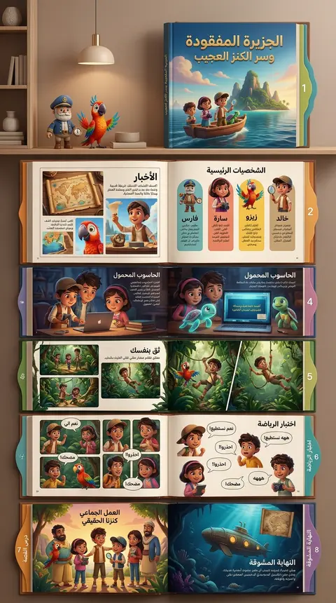 أنشئ إنفوجرافيك عربي ضخم على هيئة كتاب قصص أطفال صغير ثلاثي الأبعاد، بروح سينمائ - AI生成图片 2
