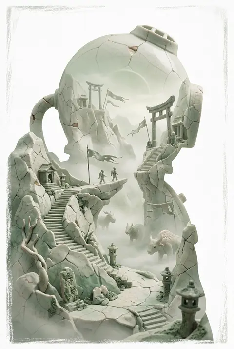 A monumental claymation stop-motion collectible poster inspired by a quiet legen - AI生成图片 1