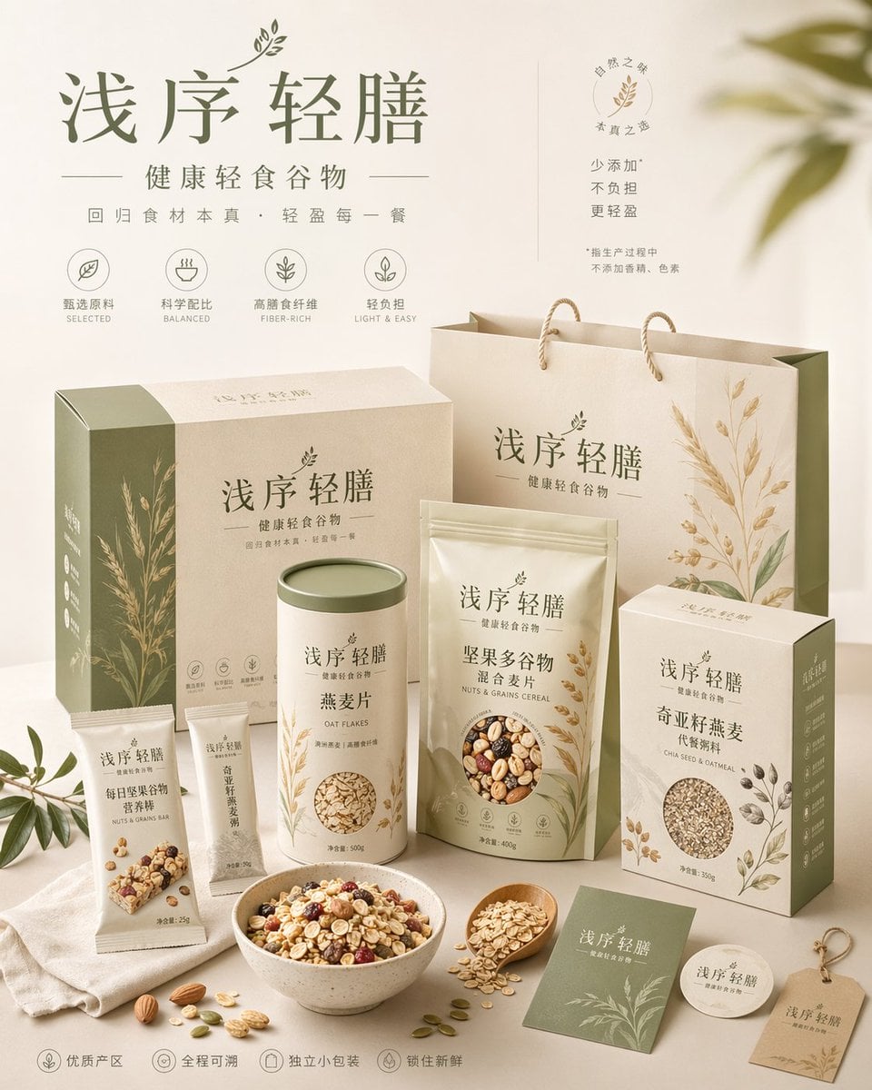 请为品牌[品牌名称]、类目为[品牌类目]创作一张高审美、高完成度的「品牌包装系统展示图」。这不是普通电商白底图，也不是单一产品图，而是一张具有品牌提案感、视觉识 - AI生成图片 2