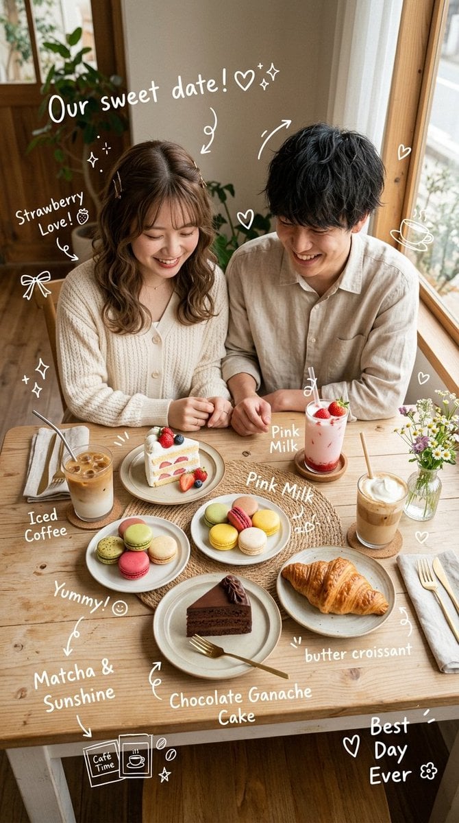 Ultra-realistic cozy Japanese-Korean café photography featuring a cute young [Ja - AI生成图片 2