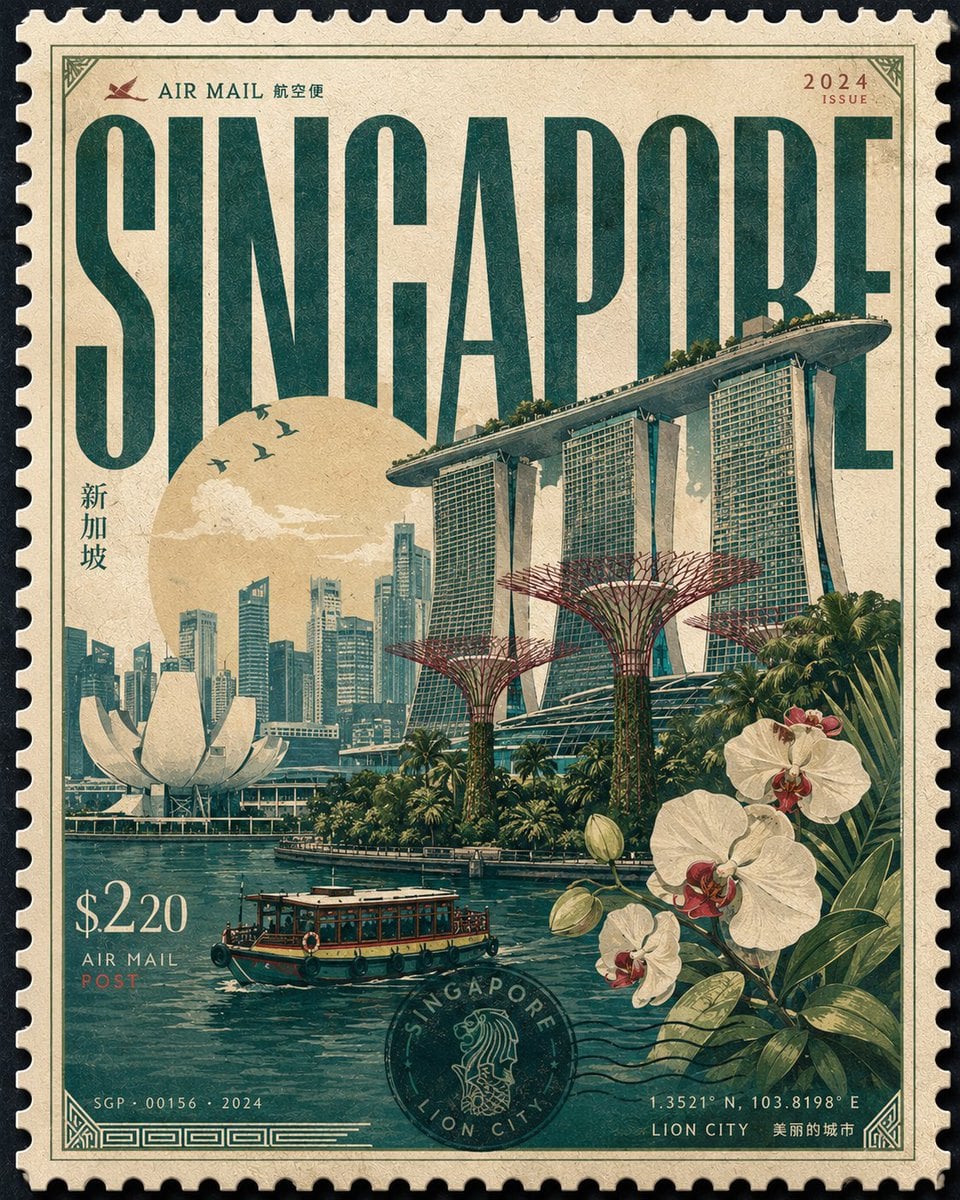 Design a premium 4:5 collectible postal-stamp poster for [CITY], where the entir - AI生成图片 2
