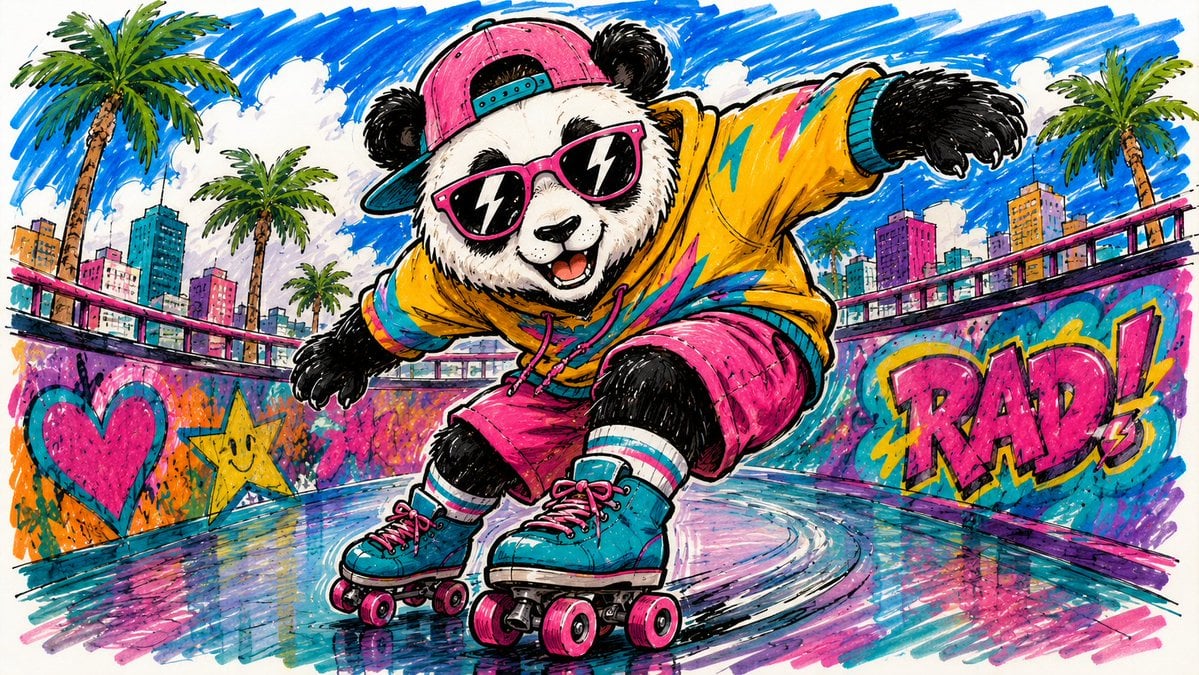 Hand-drawn marker illustration of [subject], bold black outlines, saturated vibr - AI生成图片 2