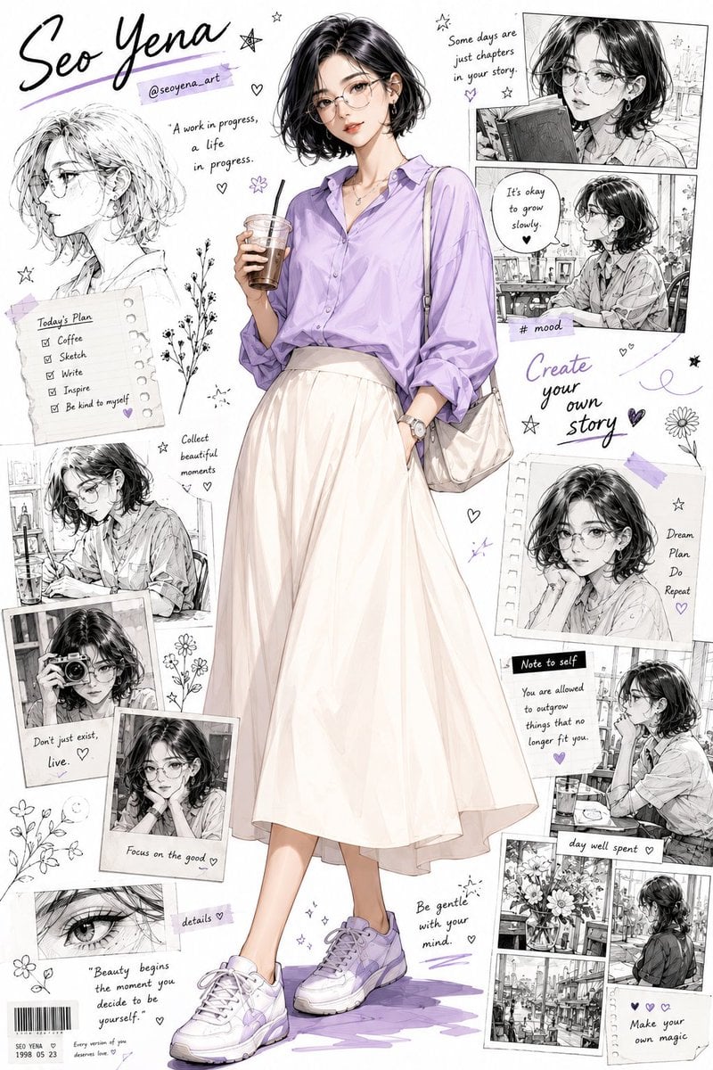 Semi-realistic anime-inspired portrait of a stylish young Korean woman with a sh - AI生成图片 2