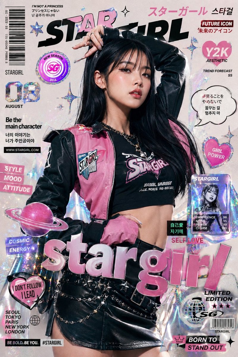 Ultra-stylized high-fashion editorial poster featuring a confident young Asian f - AI生成图片 3