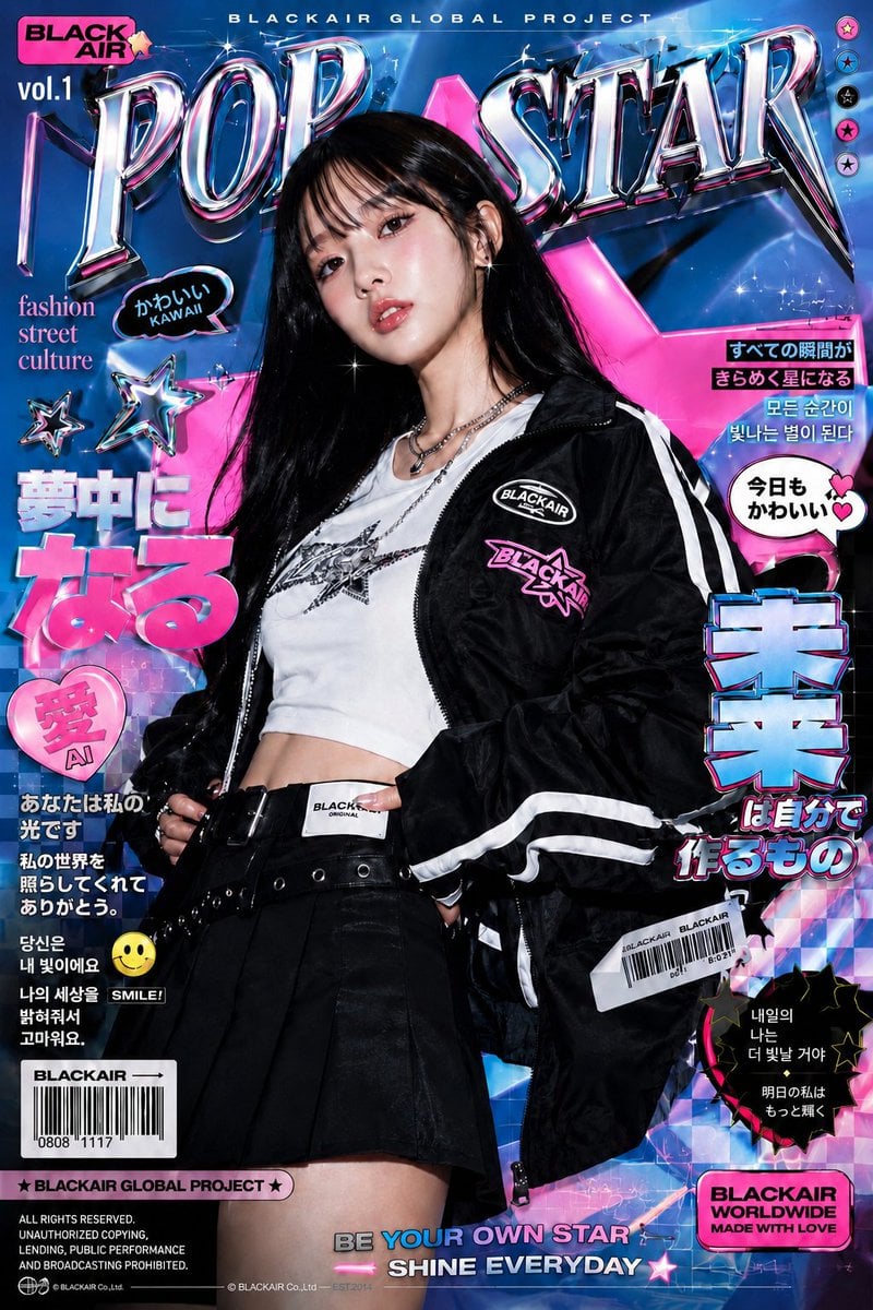 Ultra-stylized high-fashion editorial poster featuring a confident young Asian f - AI生成图片 4