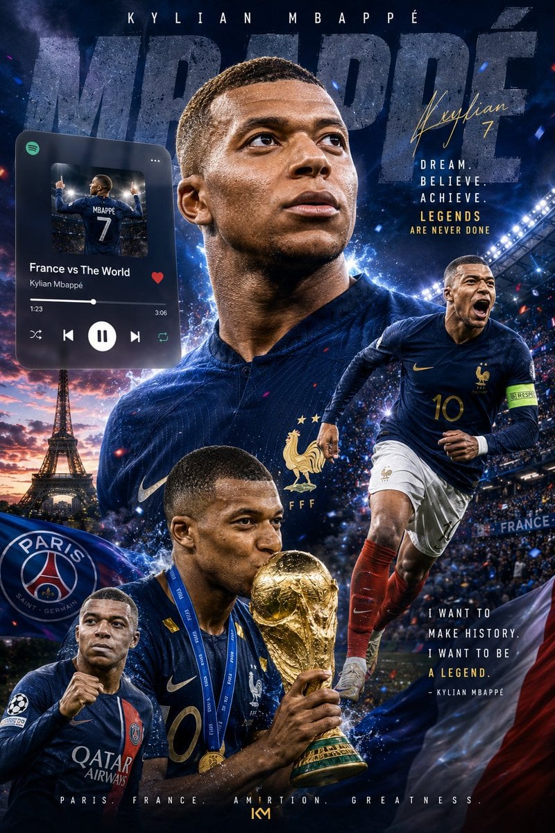 Create an ultra-realistic 8K football legend wallpaper in a premium Spotify × Ap - AI生成图片 4