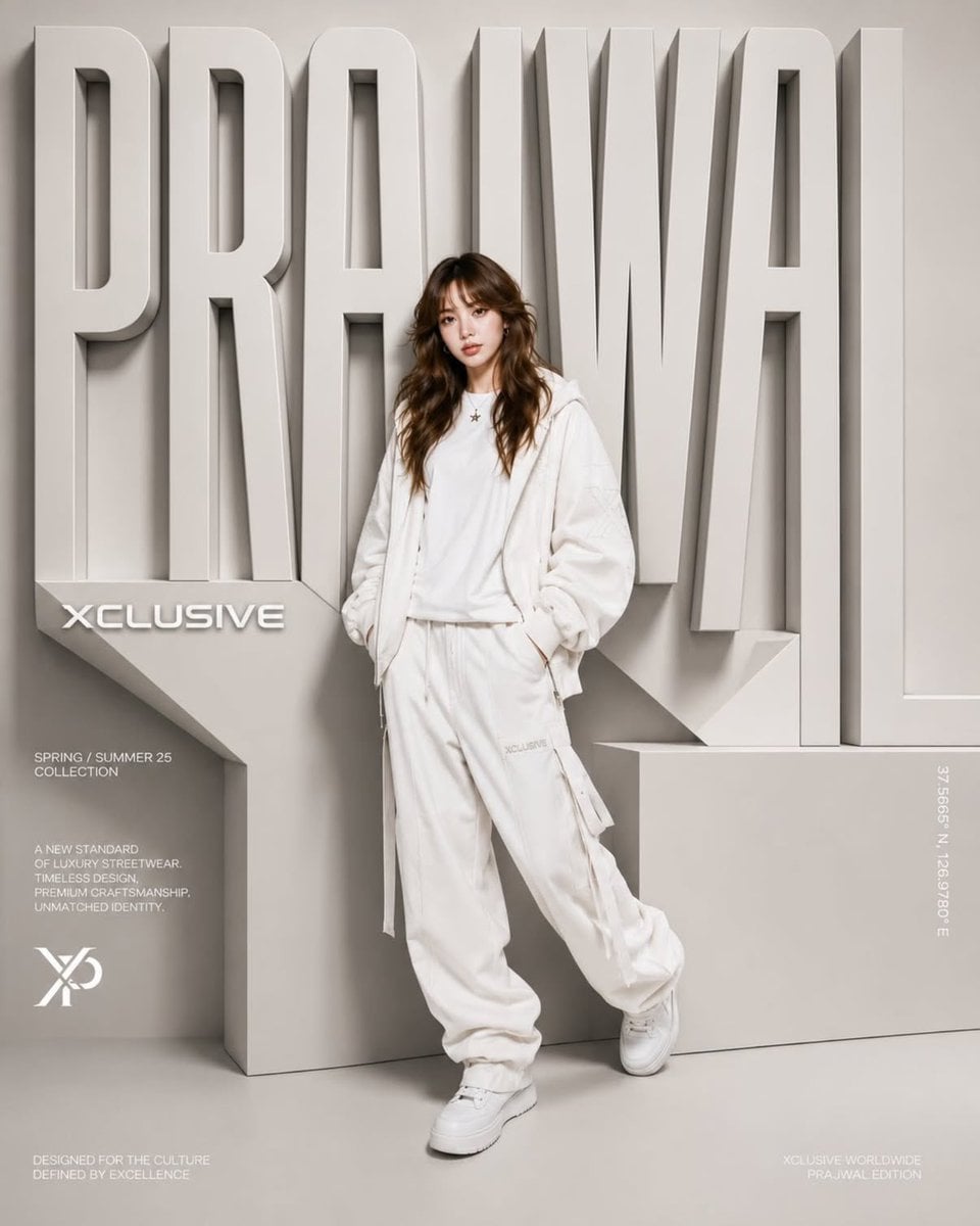 A high-end fashion campaign poster featuring a young model standing confidently - AI生成图片 2