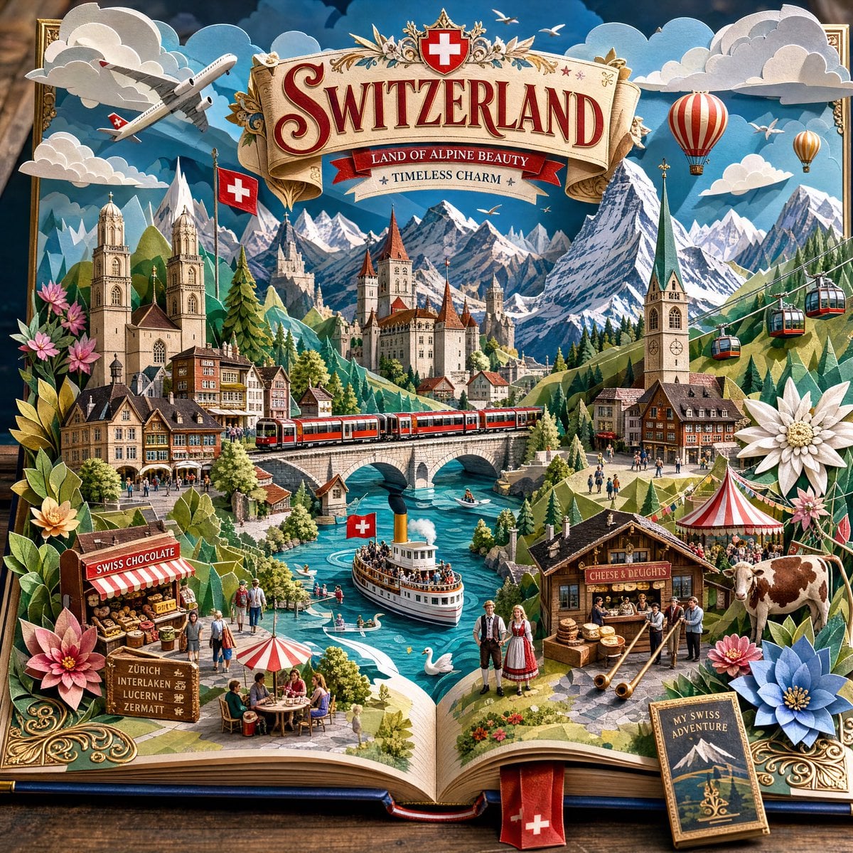 Create an ultra-detailed handcrafted 3D pop-up storybook travel illustration of - AI生成图片 4