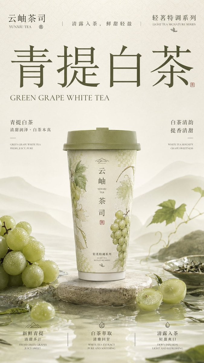 请生成一张竖版 9:16 的高级新中式茶饮品牌包装主视觉海报。每张图片独立生成，不要合并成拼图。 【品牌信息】 品牌名：[品牌名] 英文名：[英文品牌名] 系 - AI生成图片 2