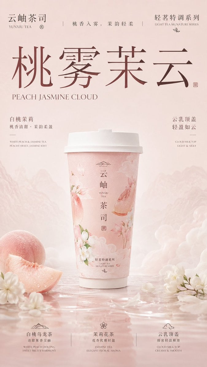 请生成一张竖版 9:16 的高级新中式茶饮品牌包装主视觉海报。每张图片独立生成，不要合并成拼图。 【品牌信息】 品牌名：[品牌名] 英文名：[英文品牌名] 系 - AI生成图片 4
