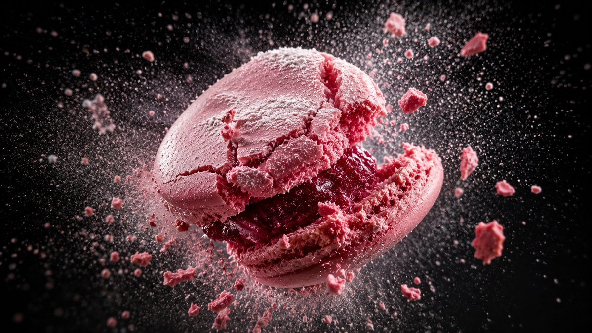 [Food Item] coated in [Powder Sugar Cocoa] being dropped or tapped, causing a cl - AI生成图片 2