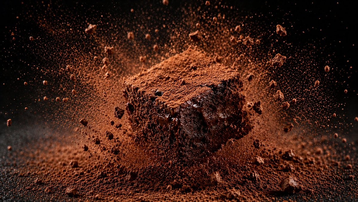 [Food Item] coated in [Powder Sugar Cocoa] being dropped or tapped, causing a cl - AI生成图片 3