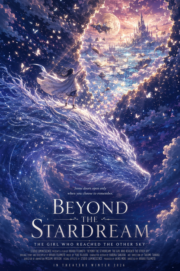 A breathtaking anime fantasy movie poster in portrait format. A young girl in a - AI生成图片 2