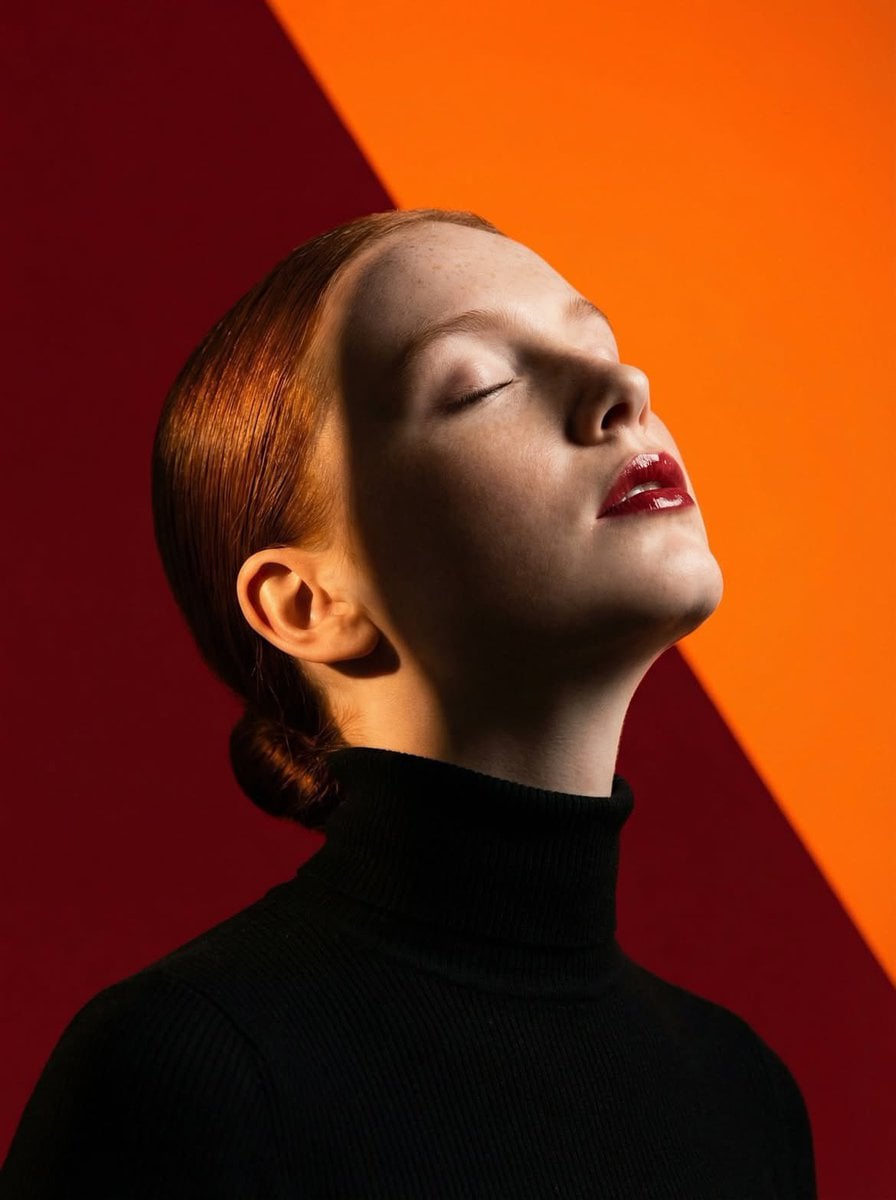 Ultra-high-fashion editorial beauty portrait of a fair-skinned female model with - AI生成图片 2